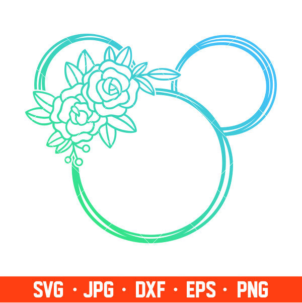 Floral Mickey Head Svg, Free Svg, Daily Freebies Svg, Cricut, Silhouette Vector Cut File