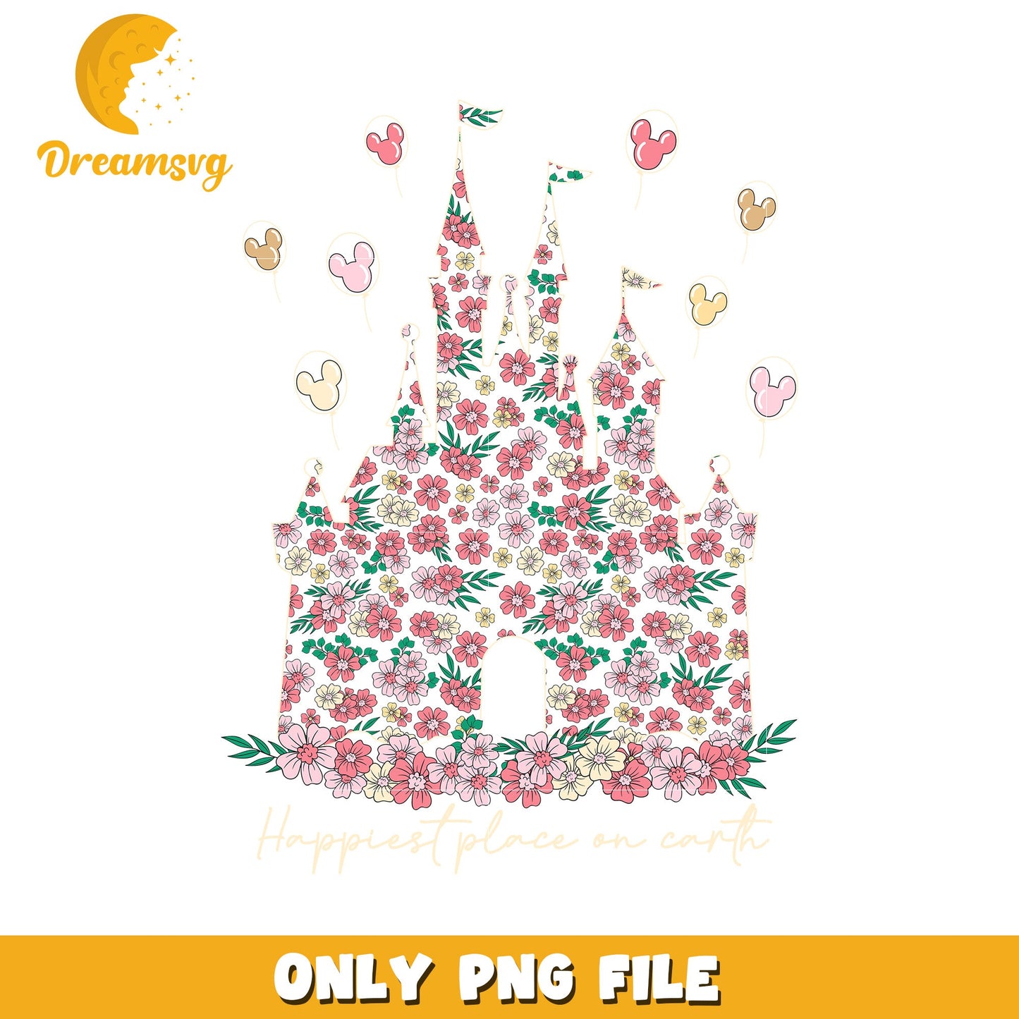 Floral Disney Castle PNG