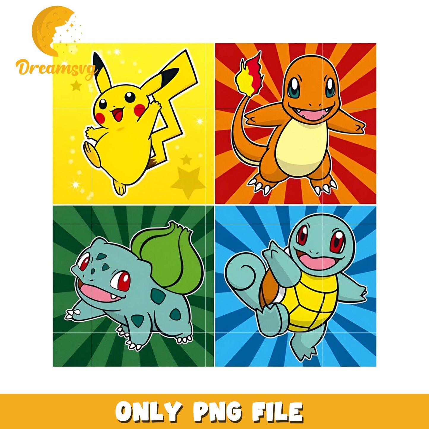 Four main pokemons png, pokemon png, pokemon logo png