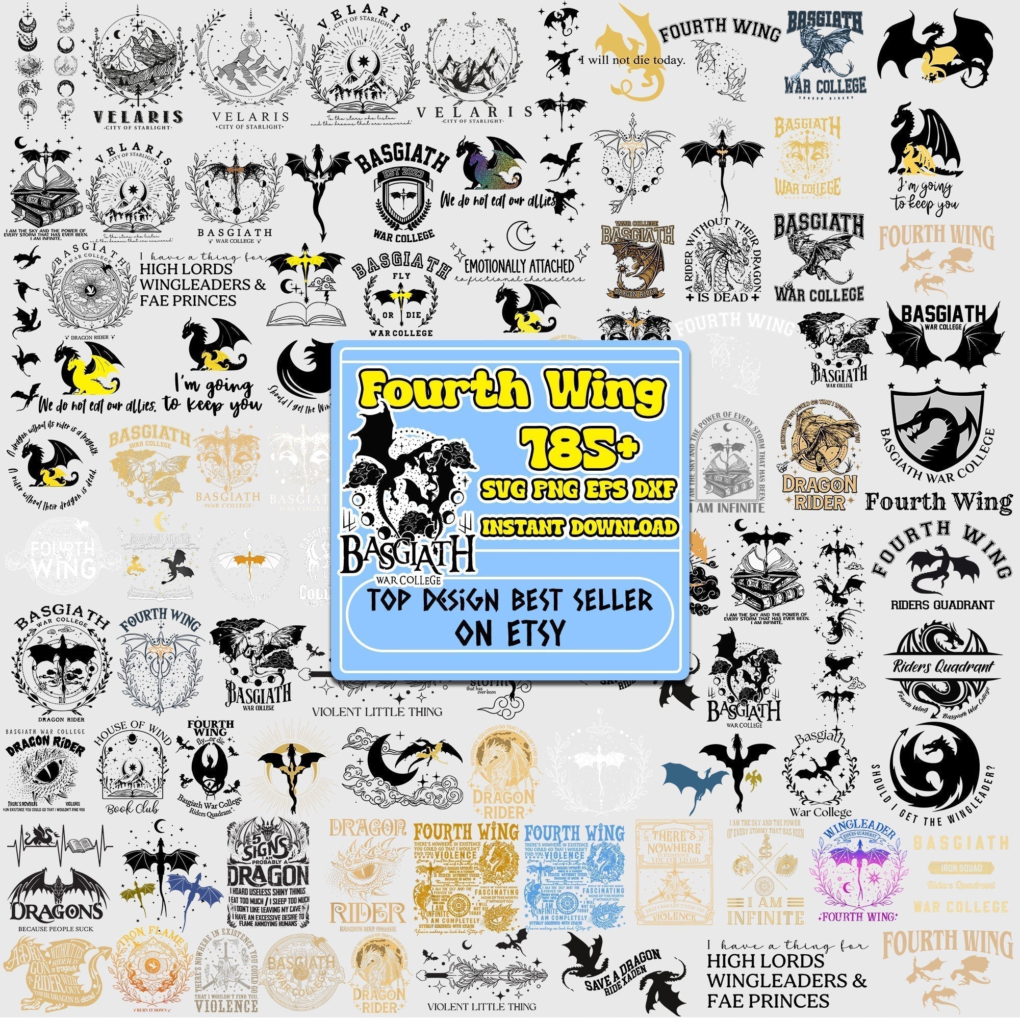 Fourth Wing Bundle SVG, Fourth Wing PNG, Fourth Wing SVG Cricut, Silho