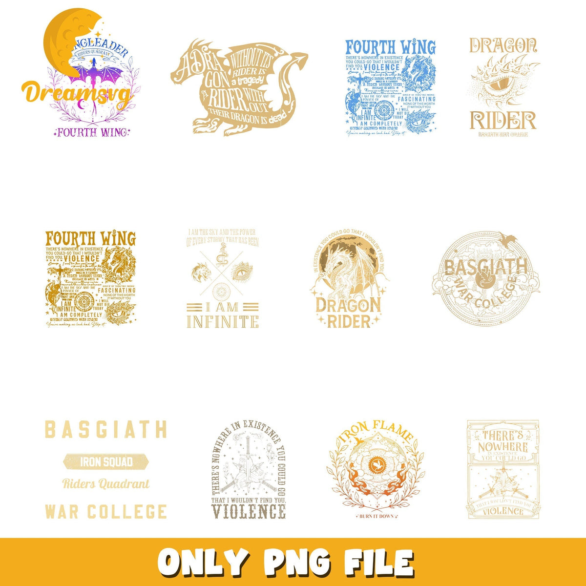 Dragon rider fourth wing bundle png, Basgiath war college png