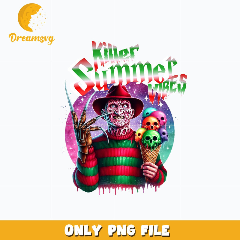 killer summer vibes png, Freddy Krueger ice cream halloween Png