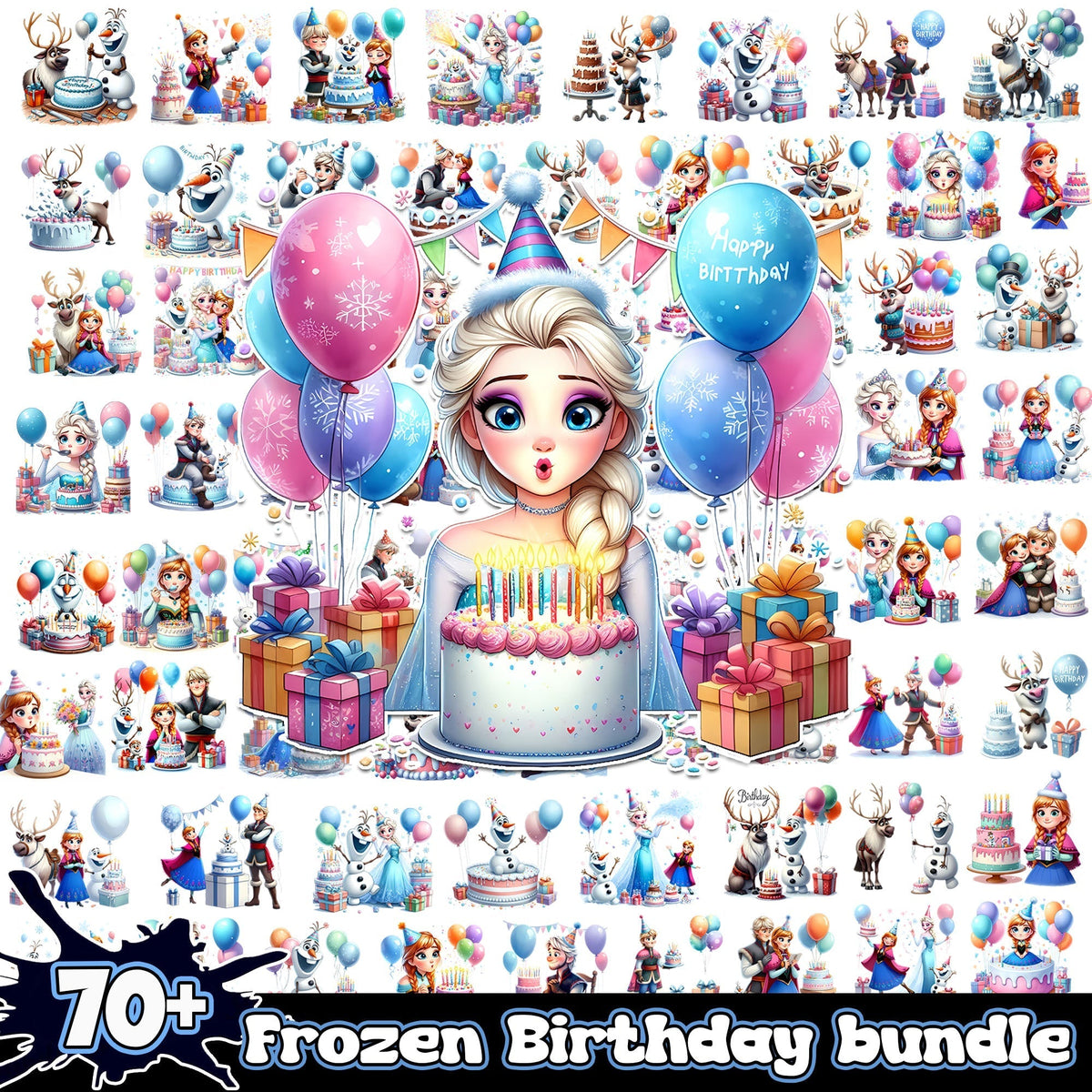 Frozen Birthday 2024 png bundle