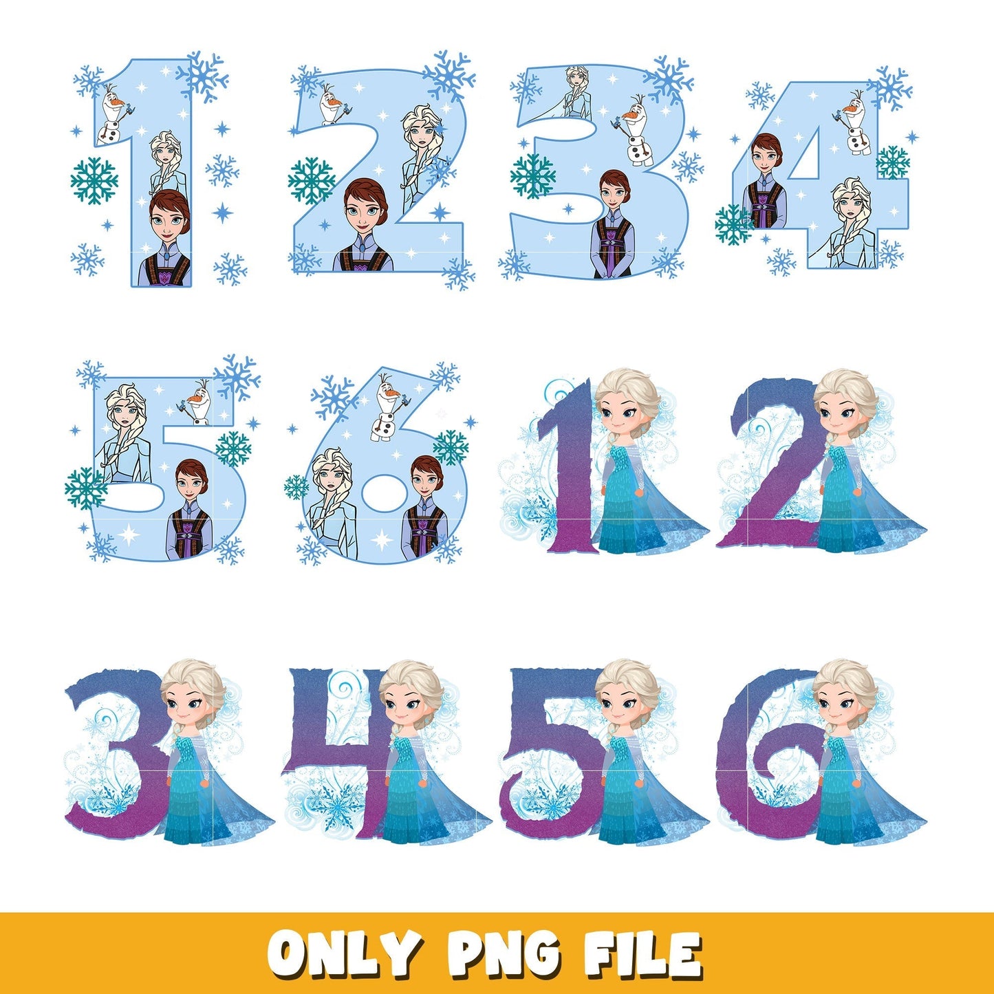 Disney Frozen Princess Birthday bundle png, Princess png, Disney cartoon png, Digital download