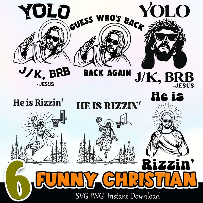 Funny Christian SVG PNG Bundle Instant Download