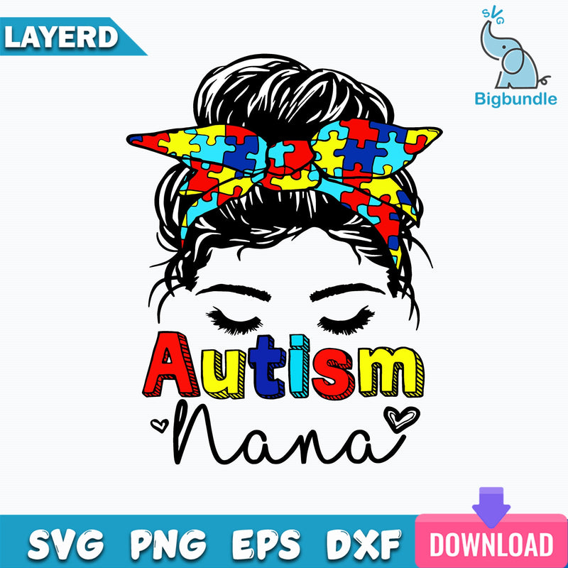 Autism Nana PNG, Autism Awareness, Autism Nana Sublimation Design Downloads