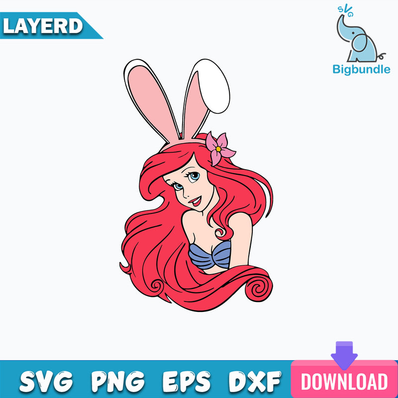 Ariel The Little Mermaid Princess Easter SVG, Happy Easter SVG