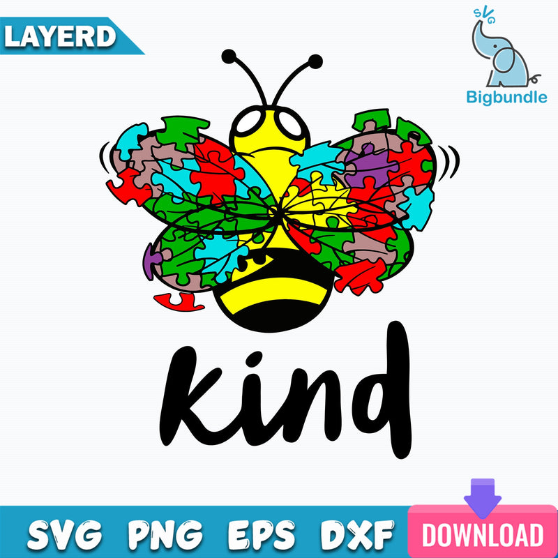 Puzzles Bee Bee Kind Autism Awareness Svg, Autism Svg