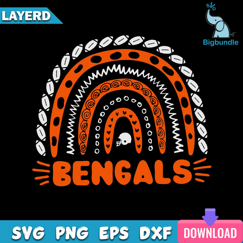 Bengals Rainbow Svg, Rainbow Svg, Png Dxf Eps Digital File