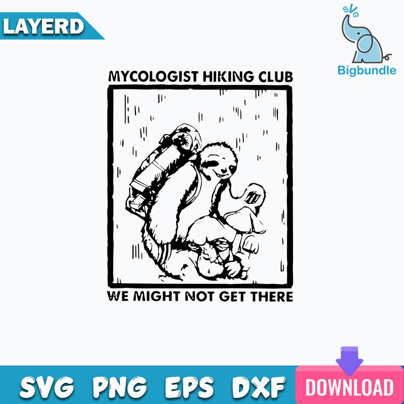 Mycologist Hiking Club Sloth PNG