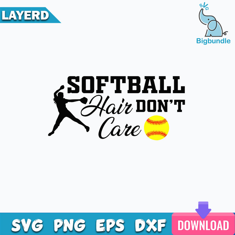 Softball Hair Don't Care PNG