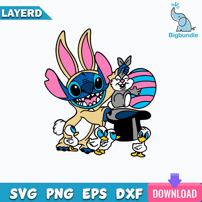 Stitch And Bunny Easter PNG