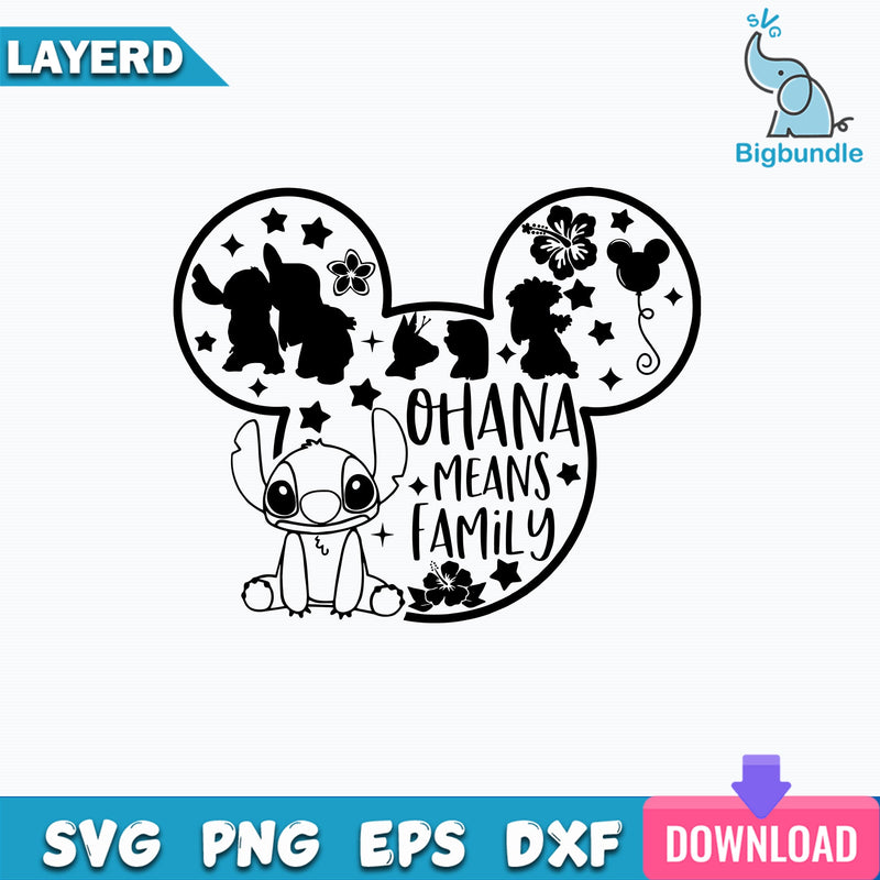 Ohana Means Family Stitch PNG