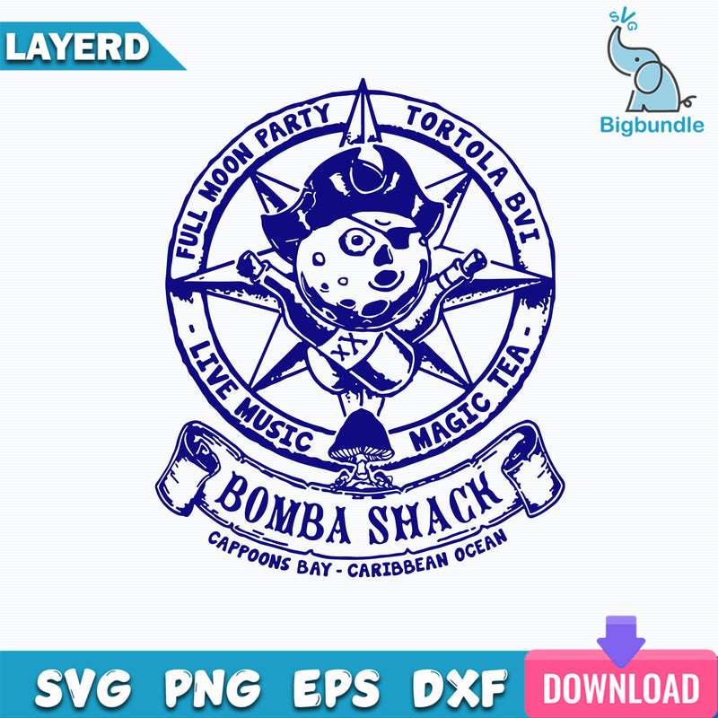 Bomba Shack Full Moon Party - Tortola BVI - Magic Tea - Live Music Svg, Bomba Shack Svg