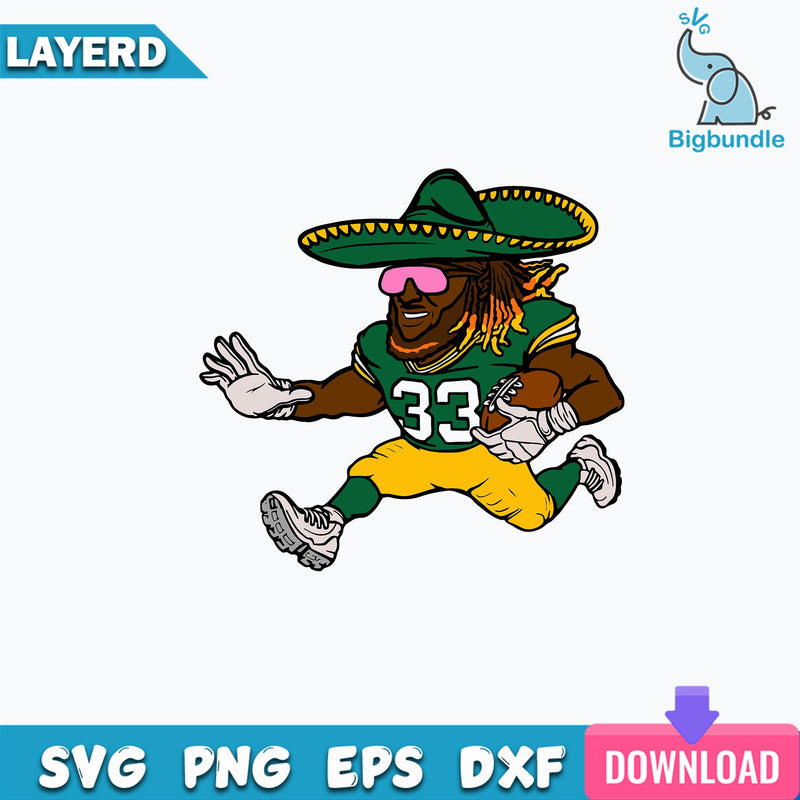 AARON JONES Green Bay Packers SVG, Rugby SVG, Mexico Festival Svg
