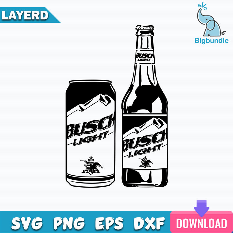 Busch Light Beer Bottle, Alcohol Design Elements SVG Design