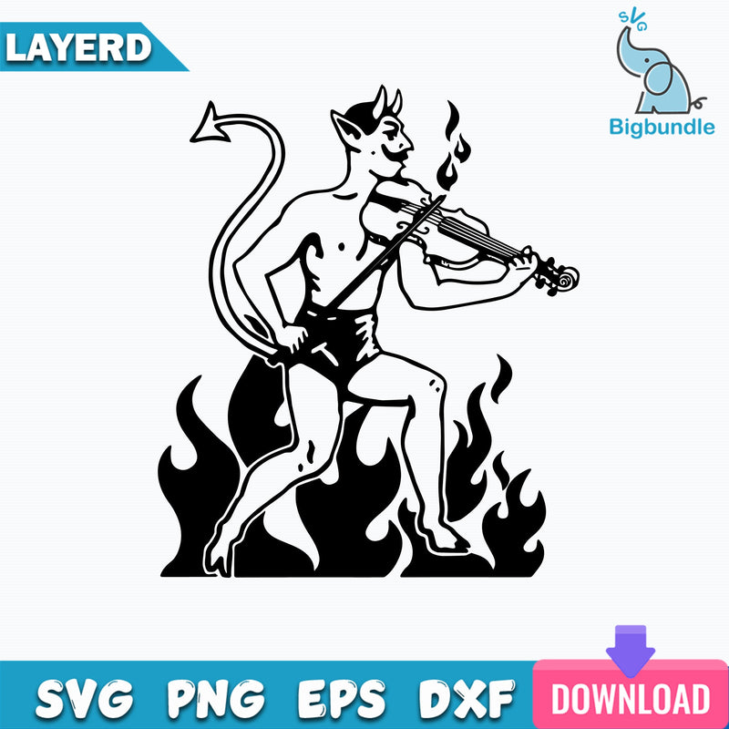 Devil Playing Fiddle Svg, Devil Svg, Devil Clipart