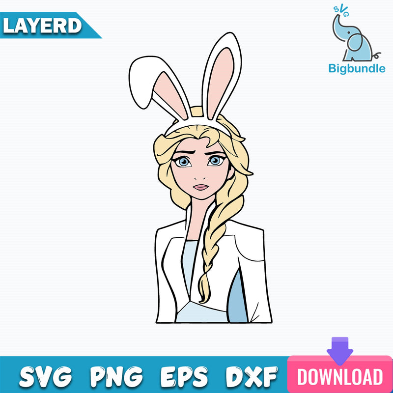 Elsa in Bunny Ears Svg, Elsa Svg, Disney Princess Svg