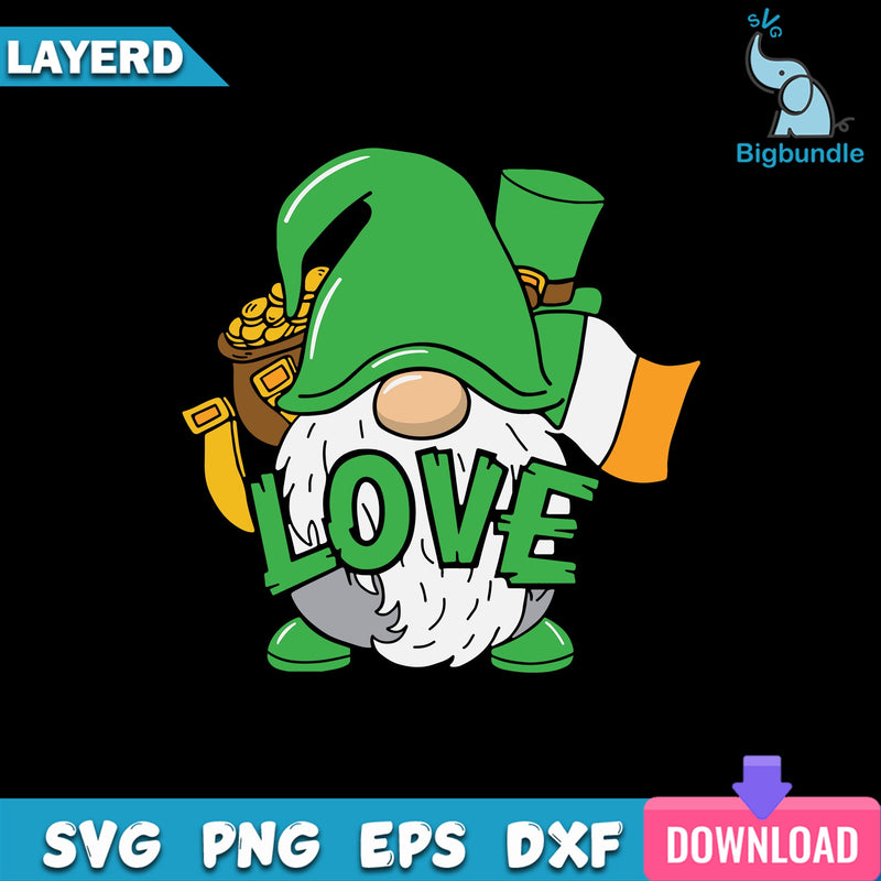 Featuring Gnome with Lucky Pot of Gold Svg, Gnomes Love Svg