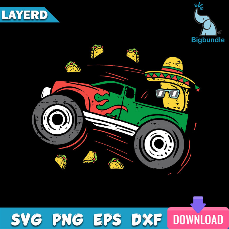 Funny Taco Driving Monster Truck Svg, Monster Truck Svg, Monster Svg