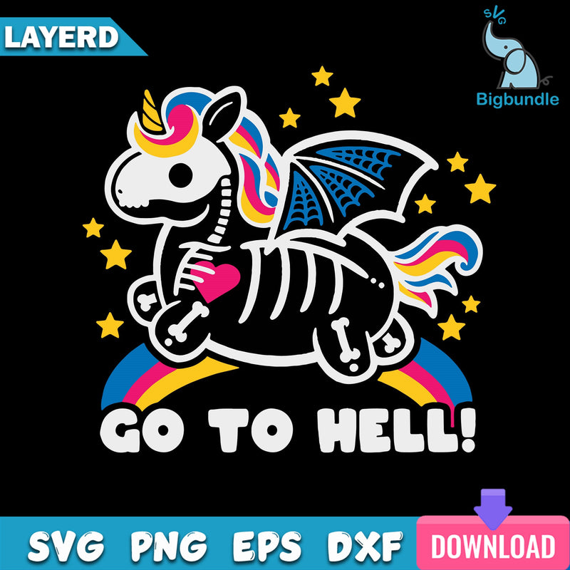 Go To Hell Svg, Go To Hell Funny Unicorn Svg