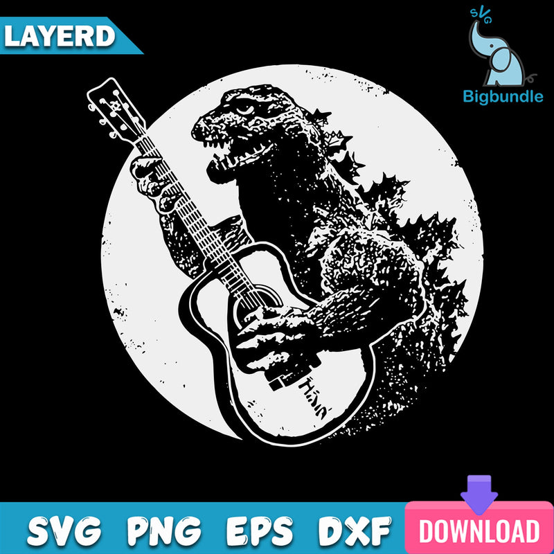 Godzilla Play Guitar Svg Godzilla Svg Godzilla Music Svg