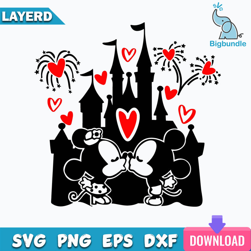 Happily Ever After SVG, Mickey And Minnie SVG, Valentine Castle SVG