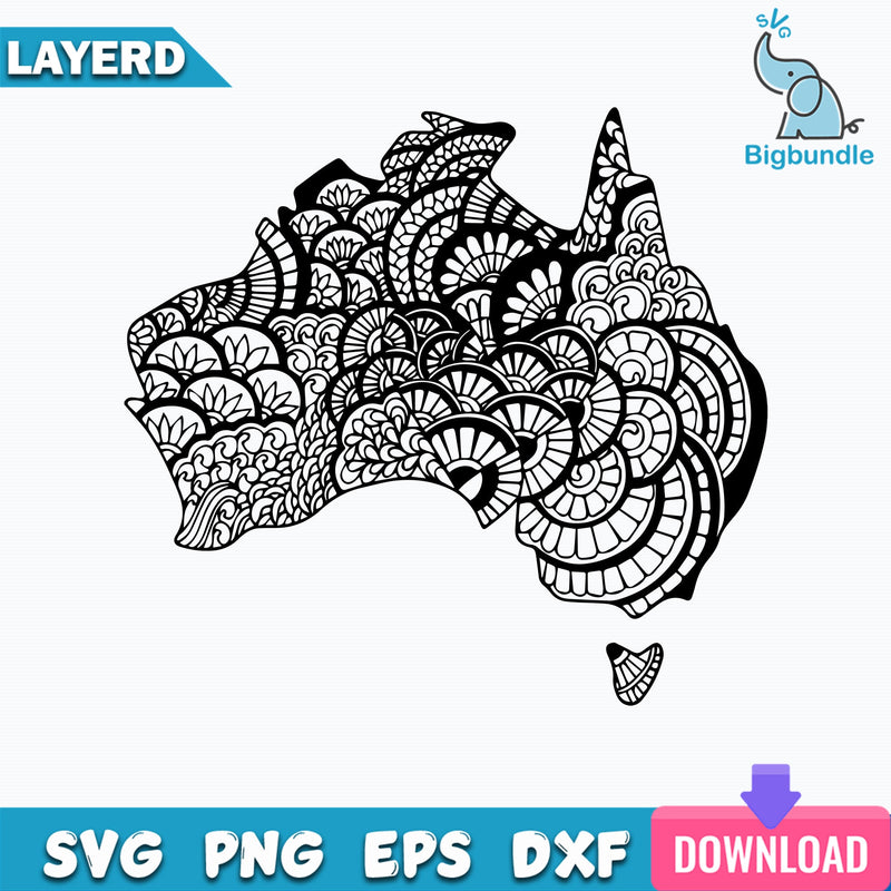 Australia Map Mandala Svg, Mandala Svg, Funny Svg
