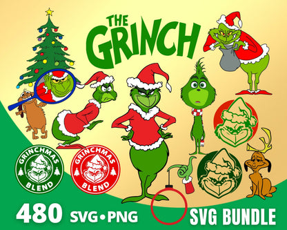 The Grinch Clipart Bundle, Grinch Christmas SVG Cut Files For Cricut / Silhouette, Grinch Christmas PNG
