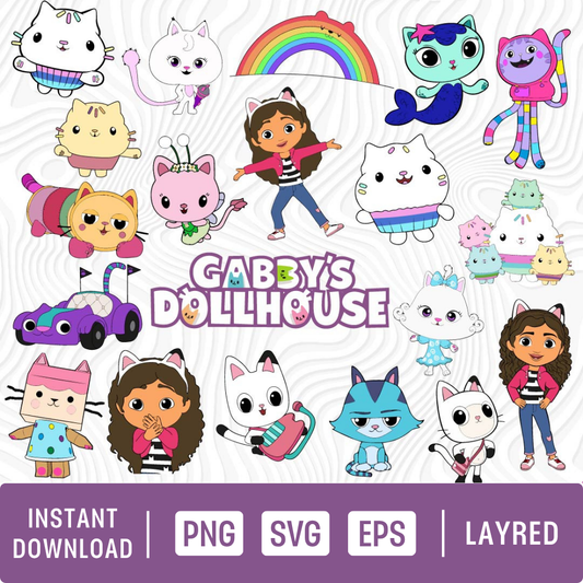 Gabby's Dollhouse Clipart Bundle - Gabby Dollhouse SVG Cut Files for Cricut  Silhouette, PNG Files  Digital Download