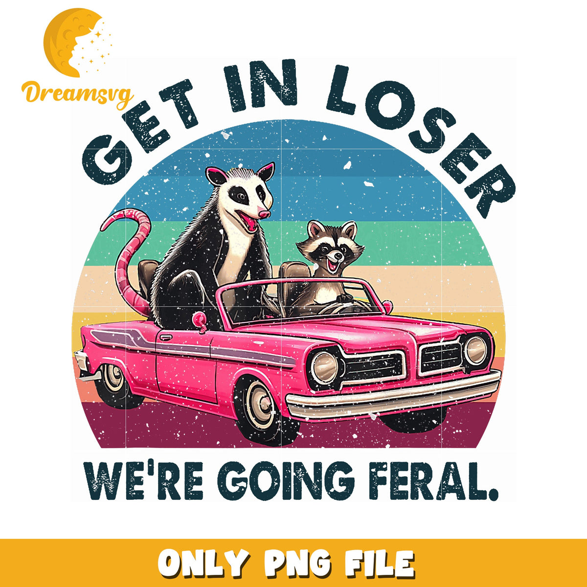 Get In Loser PNG Opossum Raccoon Car
