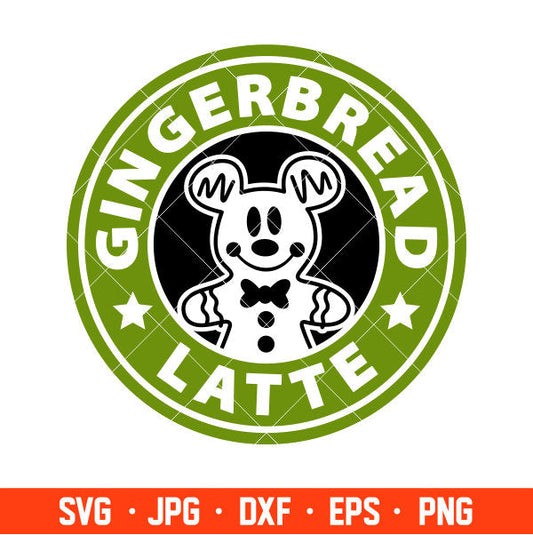 Gingerbread Latte Mickey Mouse Svg, Starbucks Svg, Coffee Ring Svg, Cold Cup Svg, Cricut, Silhouette Vector Cut File