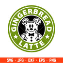 Gingerbread Latte Mickey Mouse Svg, Starbucks Svg, Coffee Ring Svg, Cold Cup Svg, Cricut, Silhouette Vector Cut File