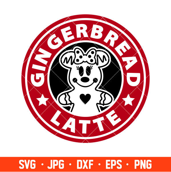 Gingerbread Latte Minnie Mouse Svg, Starbucks Svg, Coffee Ring Svg, Cold Cup Svg, Cricut, Silhouette Vector Cut File