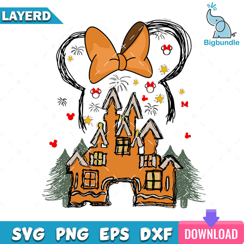 Gingerbread Minnie Mouse Castle SVG