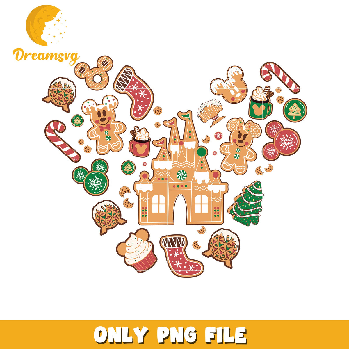 Gingerbread icon png, disney night png, winter sparkle png