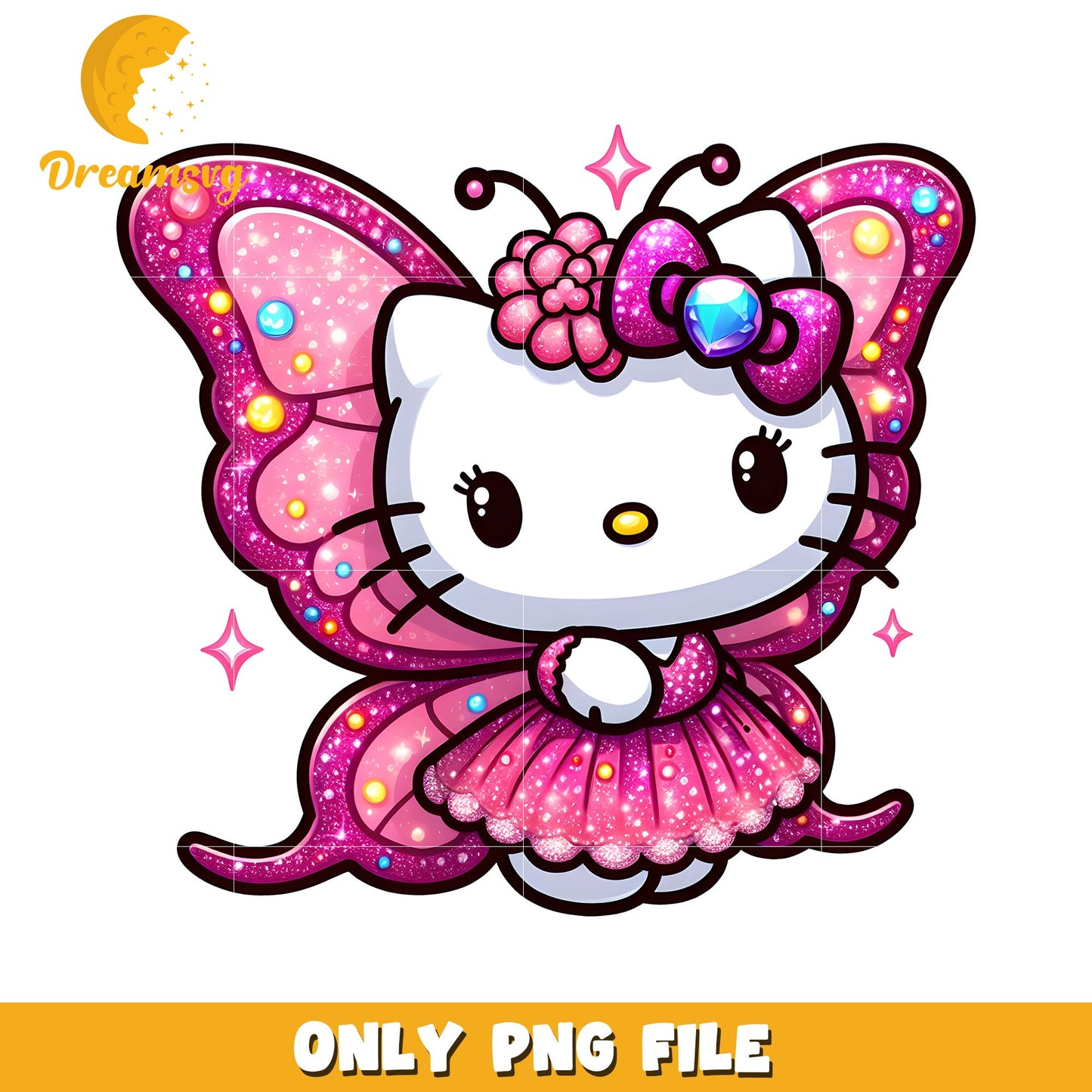 Glitter Hello Kitty Butterfly PNG
