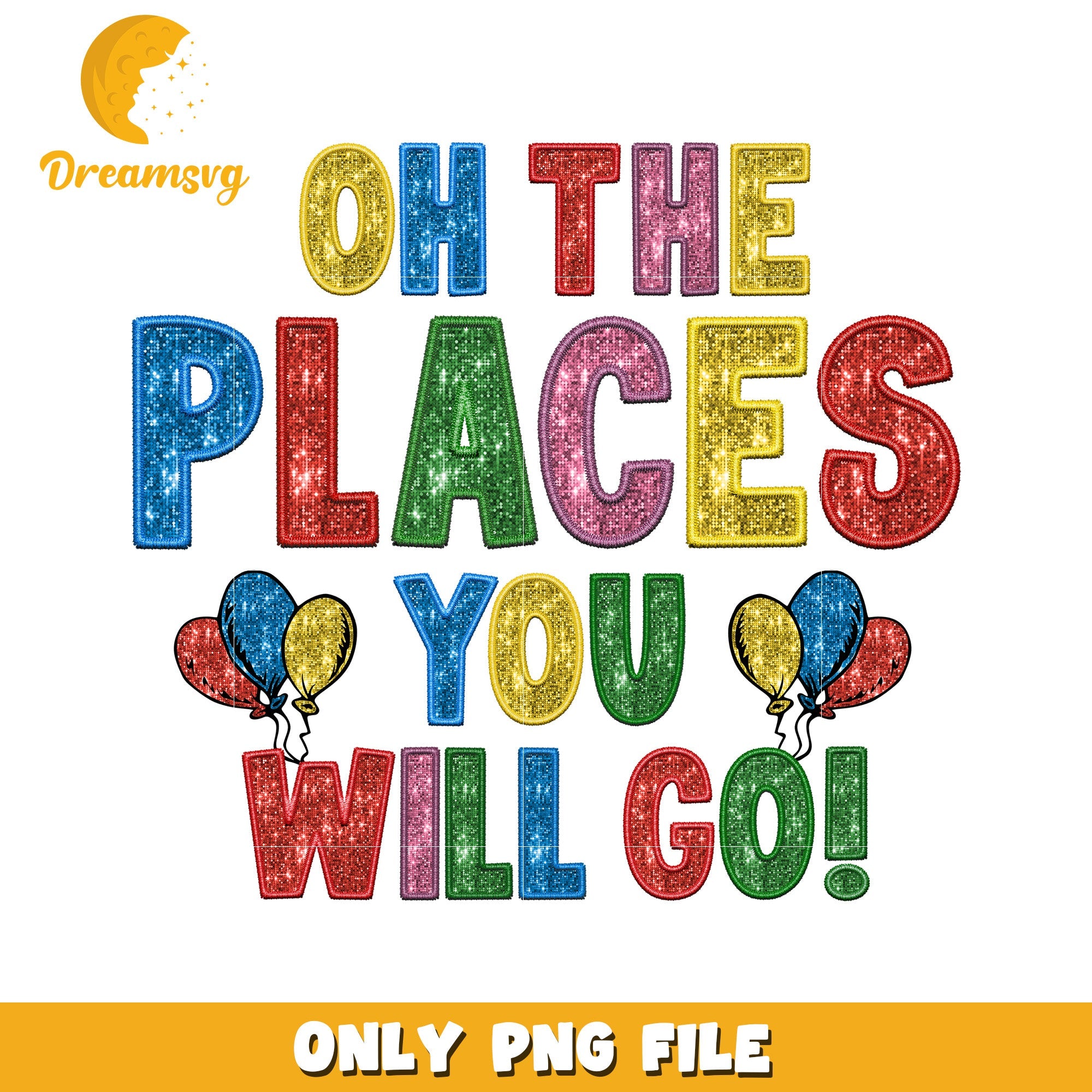 Glitter Oh The Places Youll Go PNG