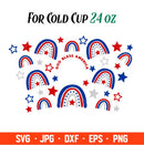 God Bless America Rainbows Full Wrap Svg, Starbucks Svg, Coffee Ring Svg, Cold Cup Svg, Cricut, Silhouette Vector Cut File