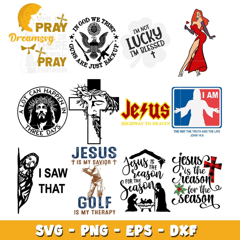 I'm not lucky I'm blessed bundle svg, Jesus is my savior svg