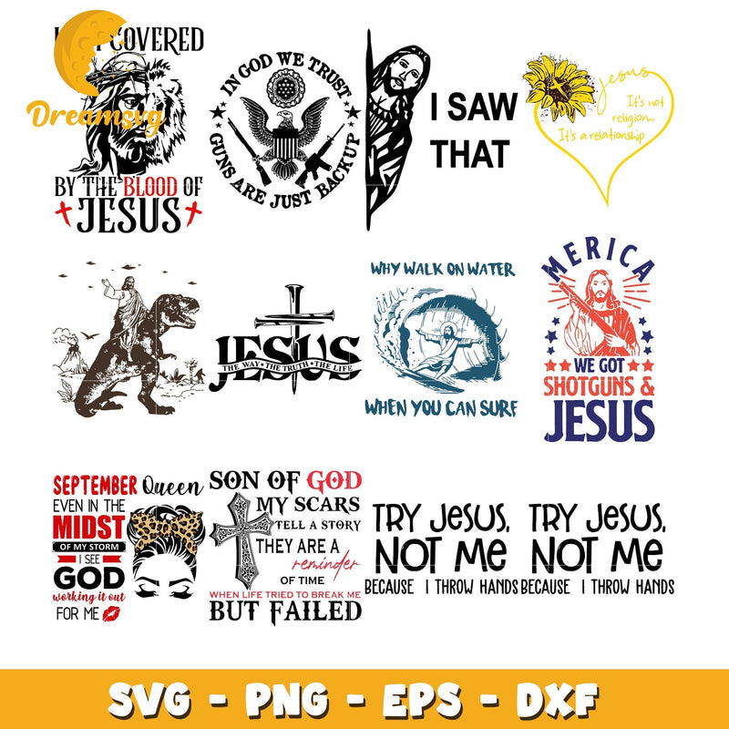 In god we trust guns are just backup bundle svg, try jesus svg