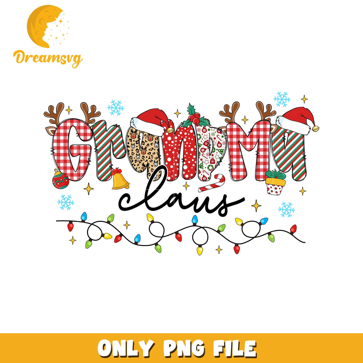 Grandma claus png, white christmas png, cartoon png