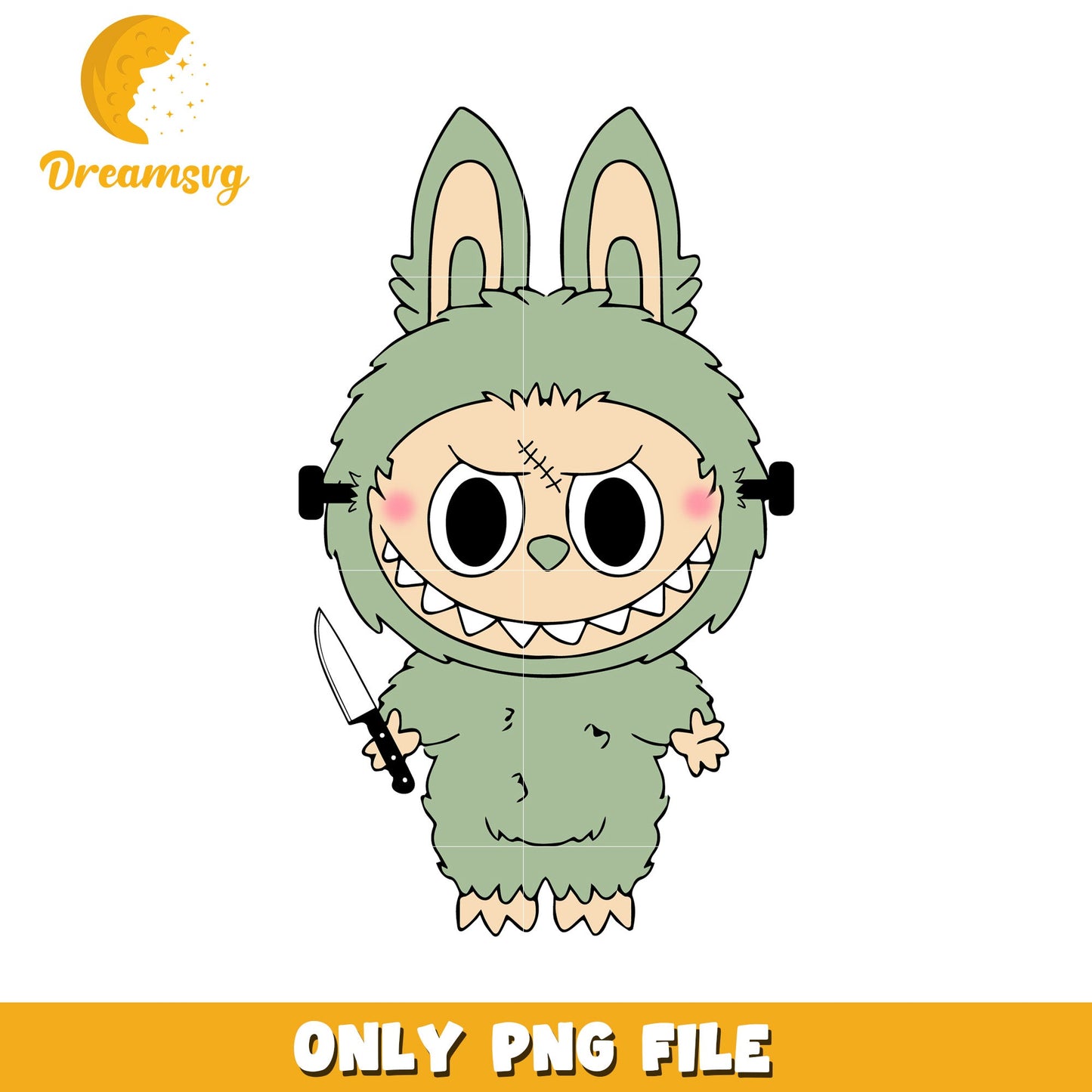 Green labubu design png, halloween labubu png, halloween pumpkin png