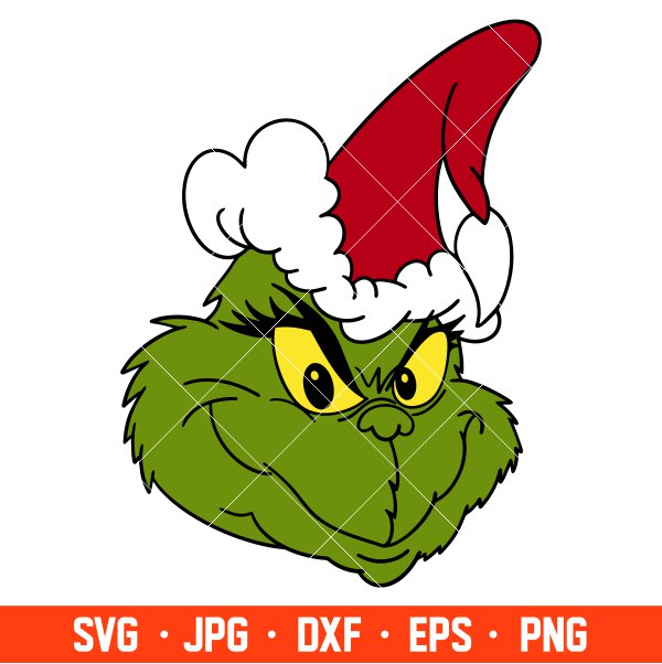 Grinch Face Svg, Christmas Svg, Merry Grinchmas Svg, Santa Claus Svg, Cricut, Silhouette Vector Cut File