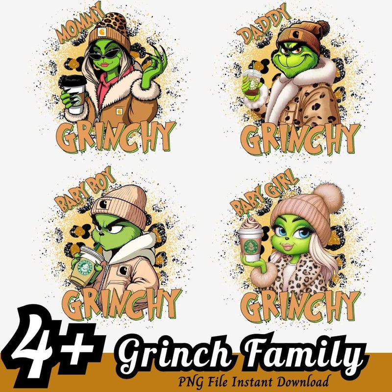 Grinch Family Bundle PNG 4+ Trending Christmas PNG Instant Download