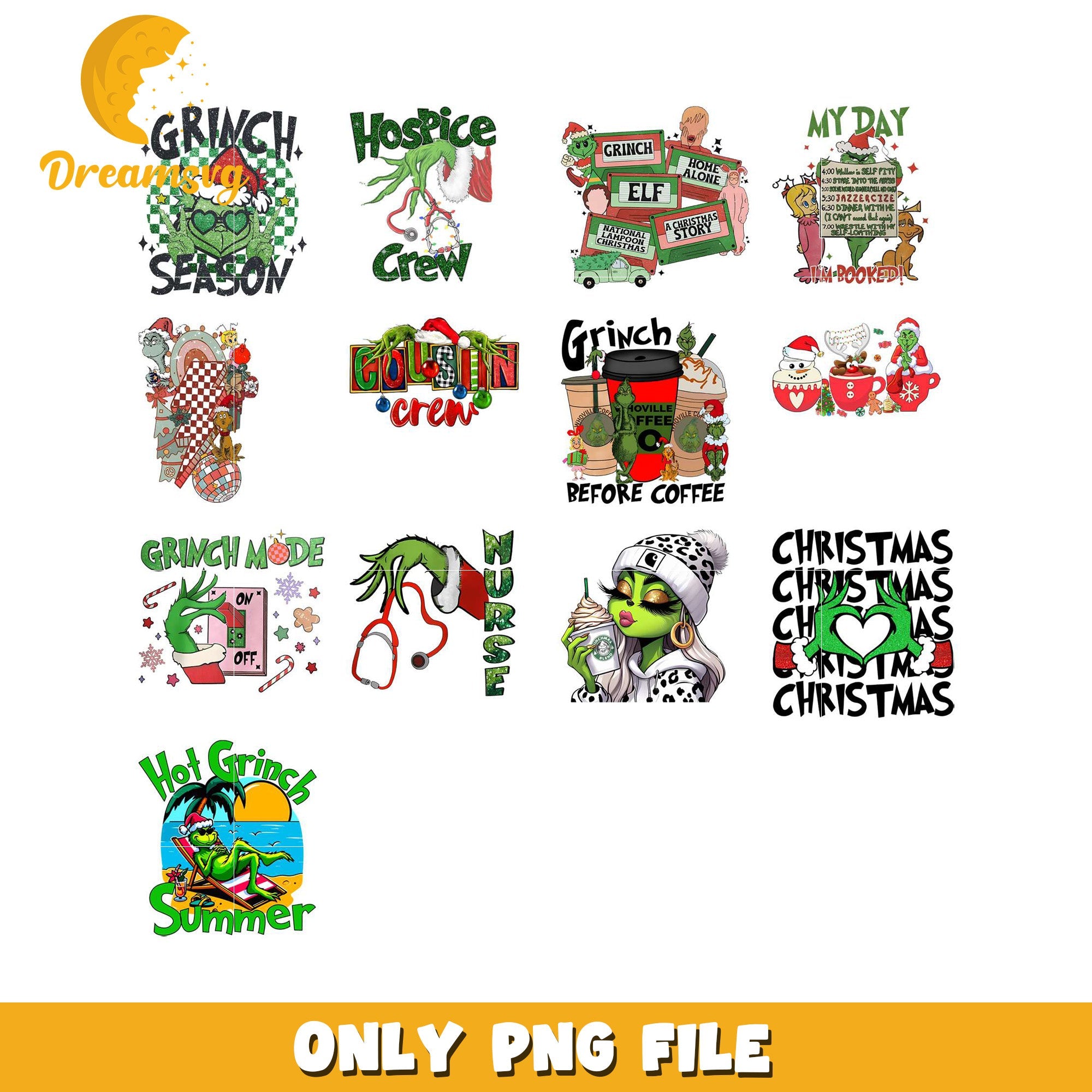 Grinch-Themed PNG Bundle for Holiday Fun and Decor