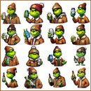 grinch Boujee drinking beer christmas Png Bundle