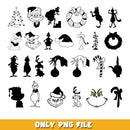The grinch Christmas black png, grinch bundle png, cartoon png