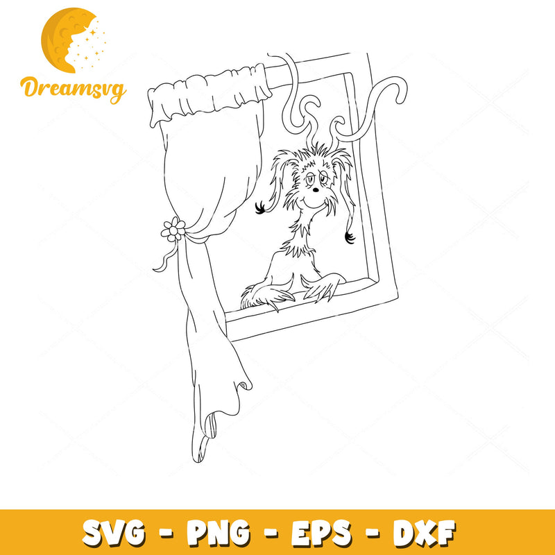 Grinch Window SVG Coloring Page