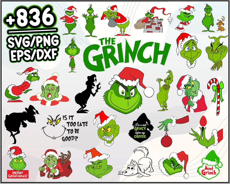 836+ Grinch Bundle SVG, Grinch SVG, Grinch Cutting Image, Christmas Grinch svg, Grinch Cricut, Grinch Cut File, Cartoon svg, png, dxf, eps digital file